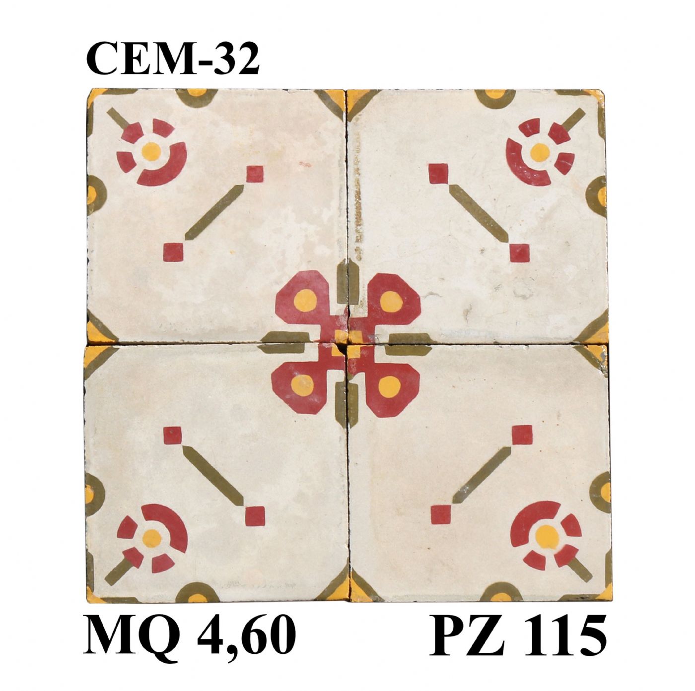 Pavimentazione antica in cementina. cm 20x20. Epoca 1900.